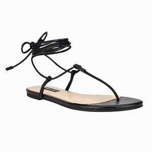 Nine West Tella Ankle Wrap Platte Sandalen Zwart Nederland | OBT-148536